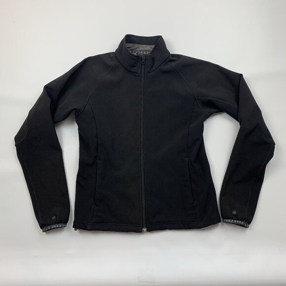 Salomon Womens Size Small Black Soft Shell Full Zip Jacket Spell Out Logo Hiking - Picture 1 of 15